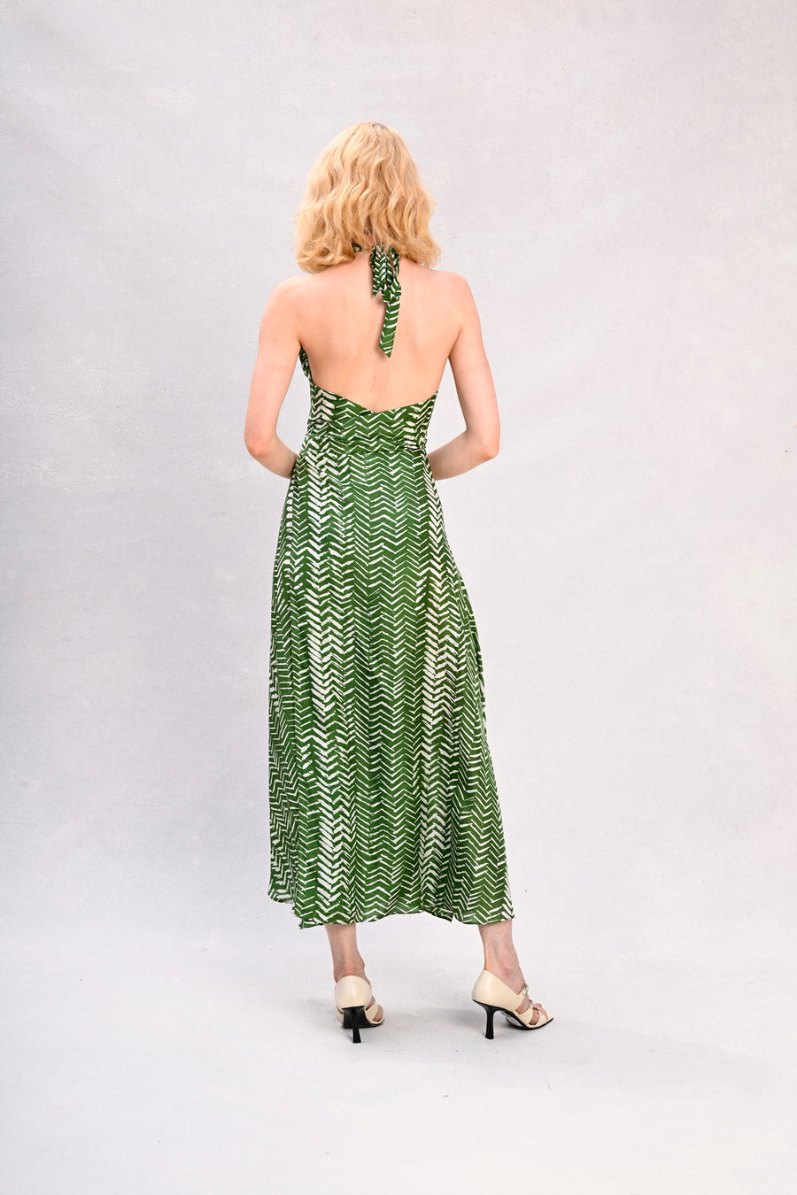 Lisa Dress : Green Chevron