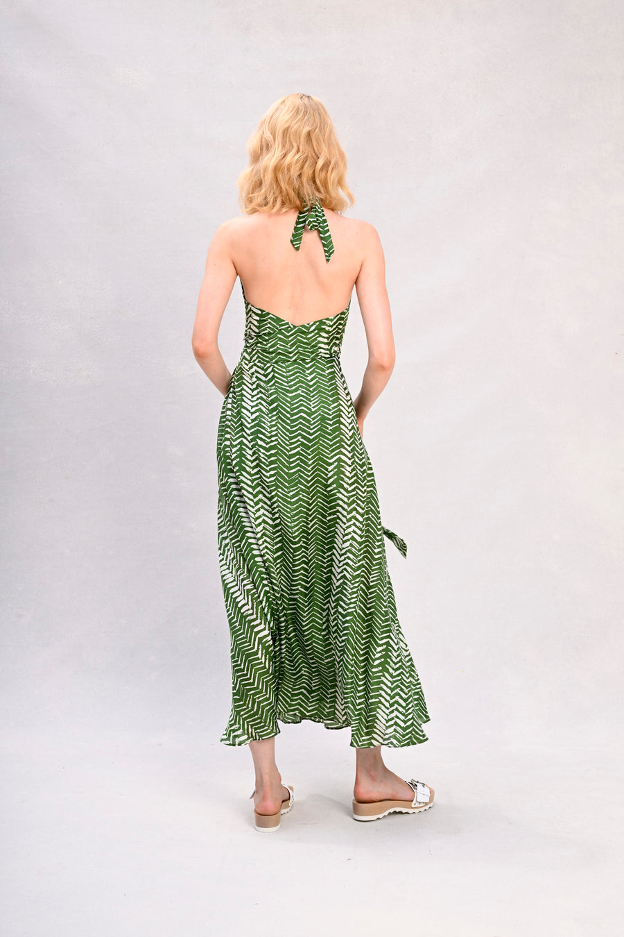 Lisa Dress : Green Chevron