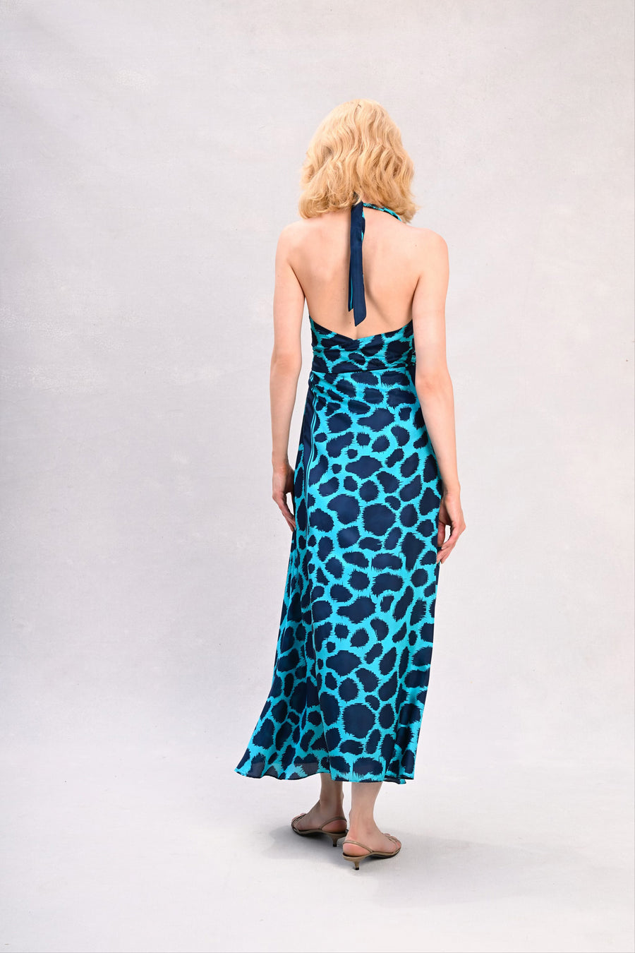 Lisa Dress : Navy + Cerulean Giraffe Print